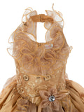 Pageant Girl Dresses Gorgeous Gold Halter