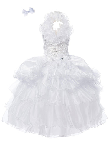 Pageant Girl Dresses Gorgeous White Halter