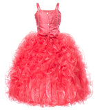 Princess Pageant Girl Dress Exquisite Sequins and Embroidery  Bodice Coral
