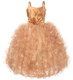 Princess Pageant Girl Dress Exquisite Sequins and Embroidery Gold Bodice