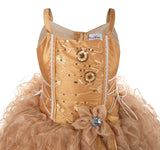 Princess Pageant Girl Dress Exquisite Sequins and Embroidery Gold Bodice