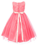 Rosebud Bodice Tulle Skirt Flower Girl Dresses Coral