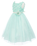 Rosebud Bodice Tulle Skirt Flower Girl Dress Mint