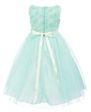 Rosebud Bodice Tulle Skirt Flower Girl Dress Mint