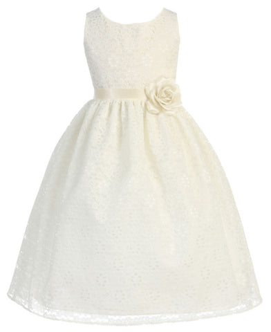 Victorian Floral Lace Flower Girl Dresses Ivory