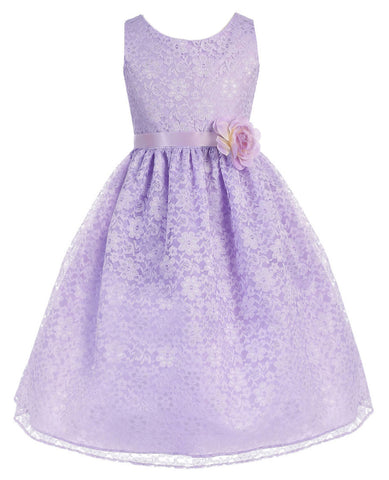 Victorian Floral Lace Flower Girl Dresses Lilac