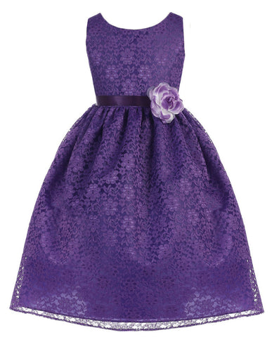 Victorian Floral Lace Flower Girl Dresses Purple